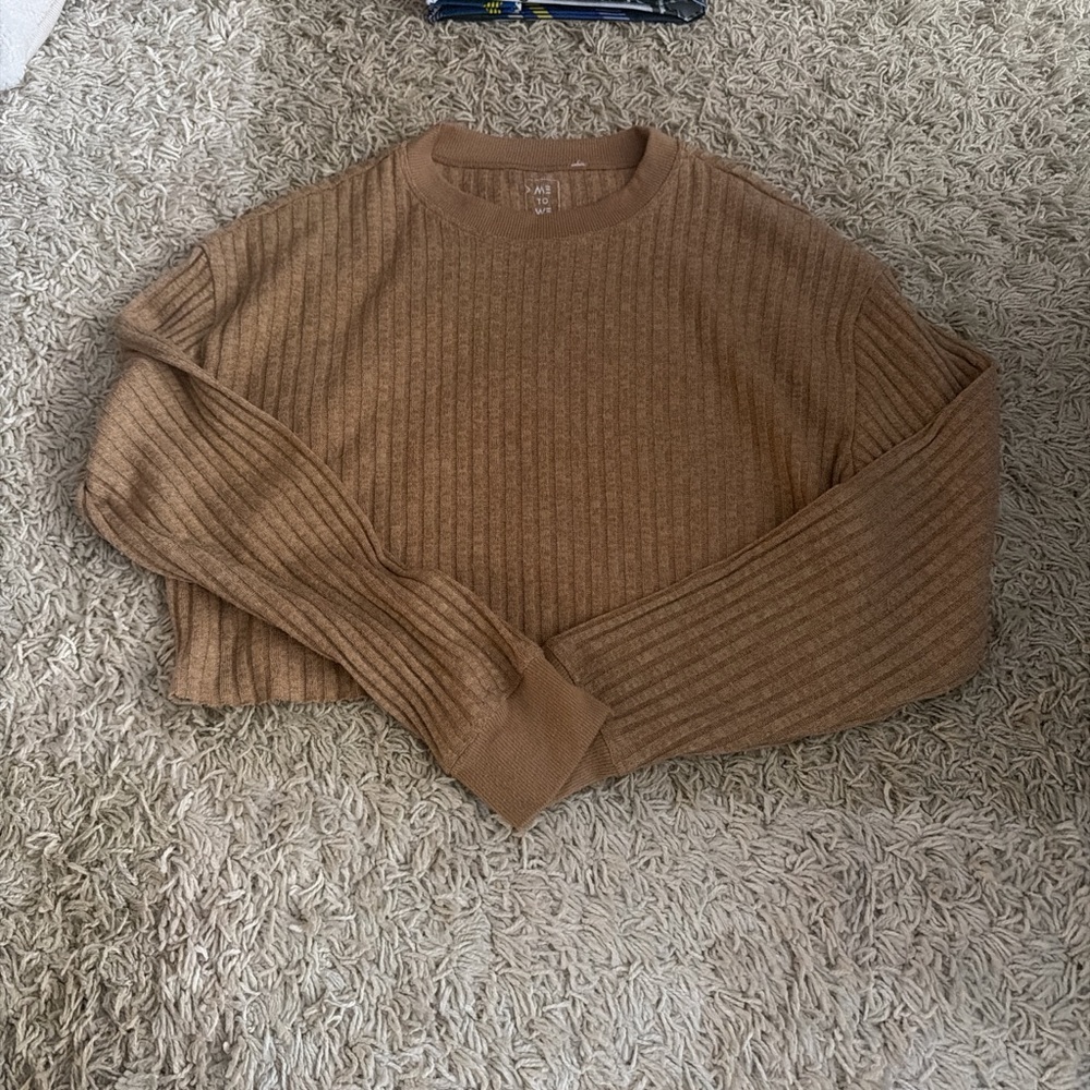 Me to We Ribbed Brown Top
